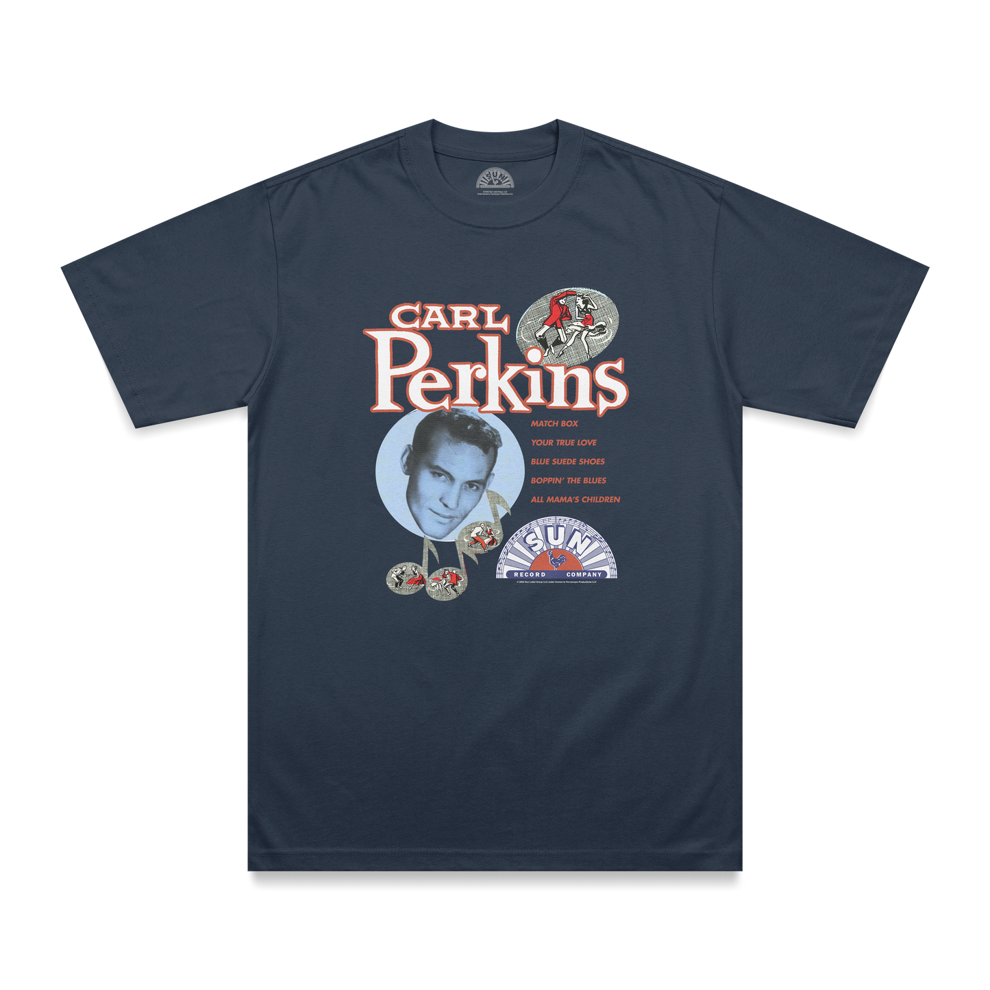 Carl Perkins Song Titles T-Shirt blue