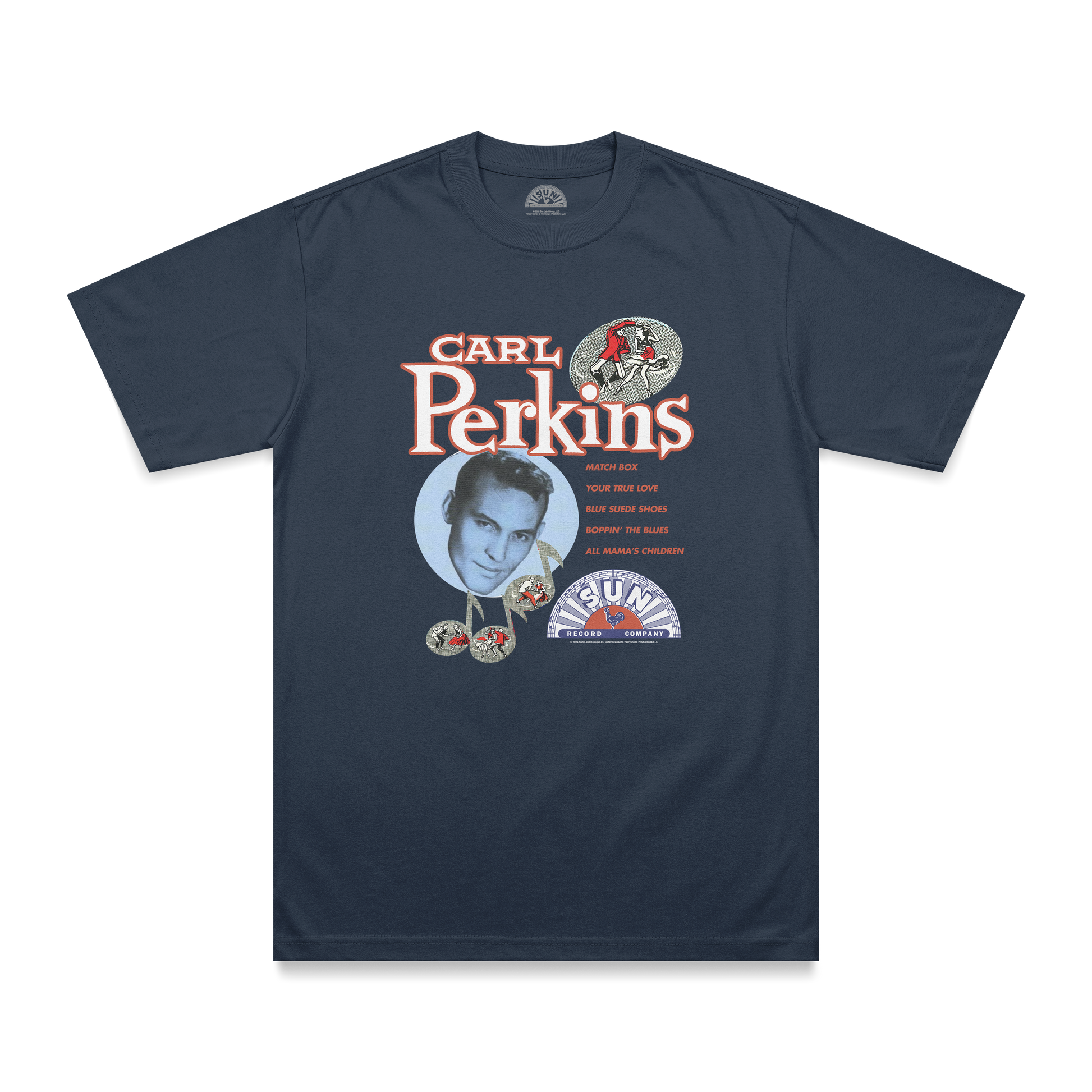 Carl Perkins Song Titles T-Shirt blue