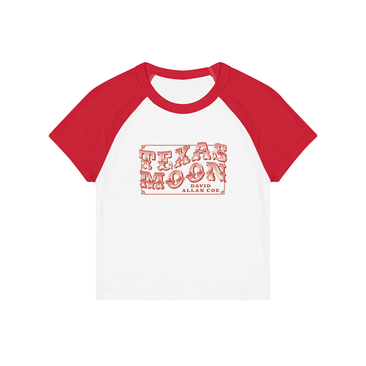 David Allan Coe Texas Moon Cropped Baseball T-Shirt