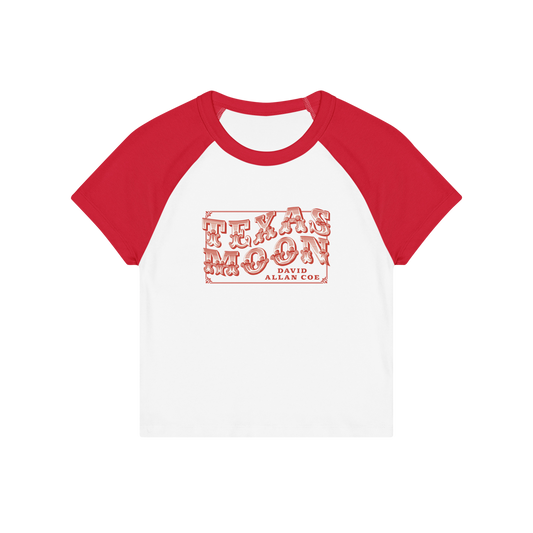 David Allan Coe Texas Moon Cropped Baseball T-Shirt
