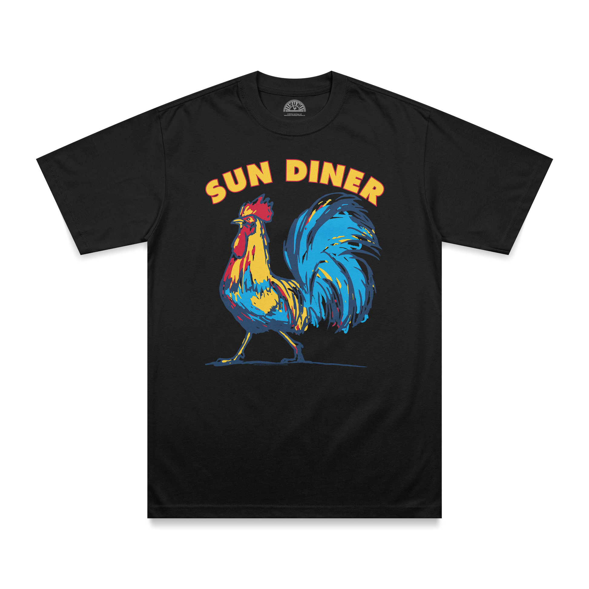 Sun Diner Blue Rooster T-Shirt black