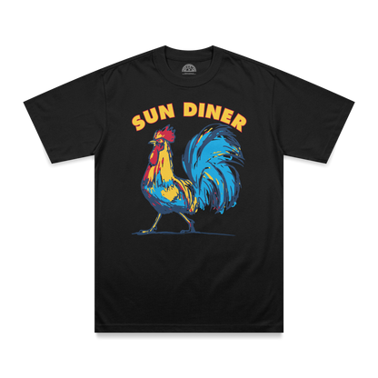 Sun Diner Blue Rooster T-Shirt black